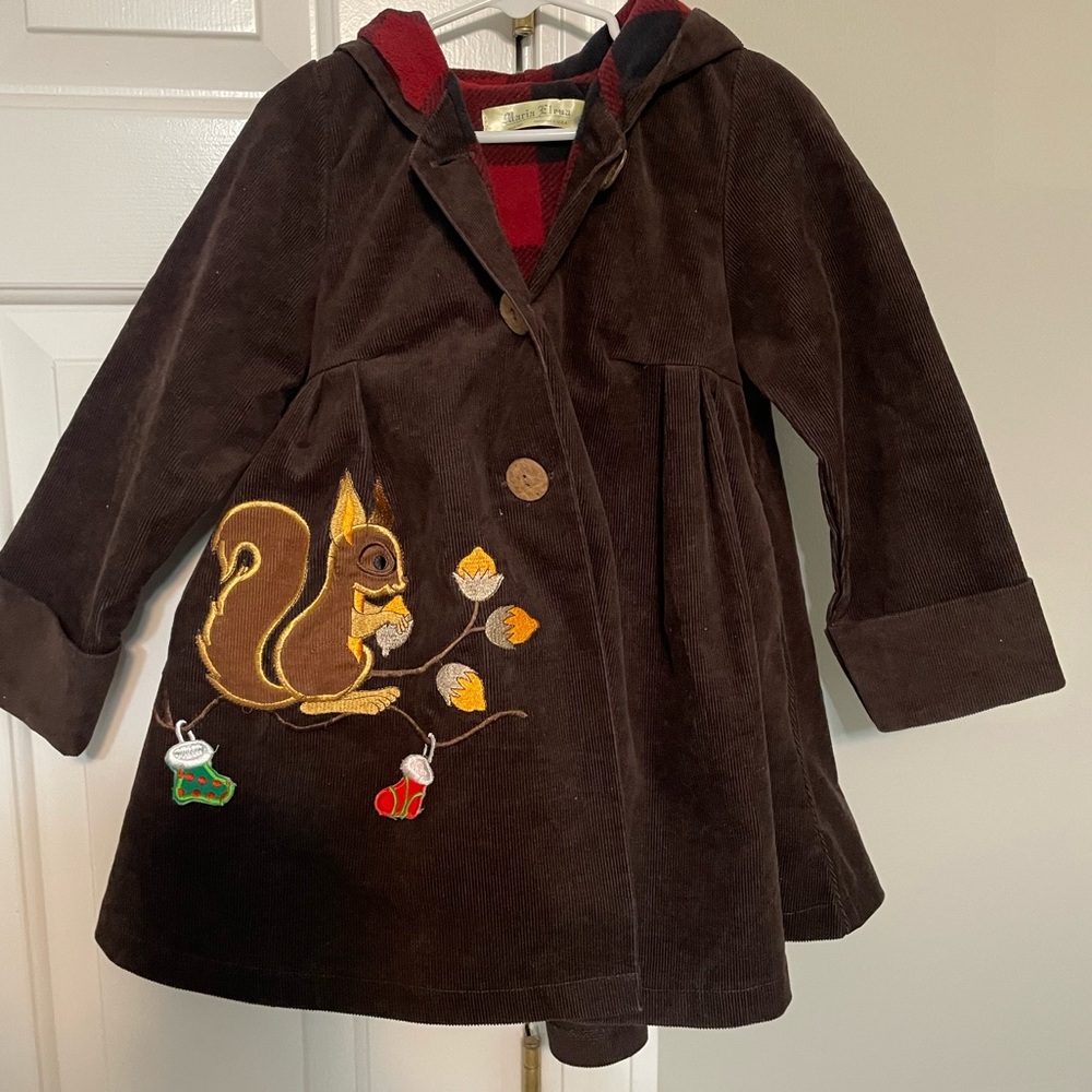 COPY - Maria Elena Toddler Girl’s Embroidered Flannel Lined Hooded Corduroy Jac…